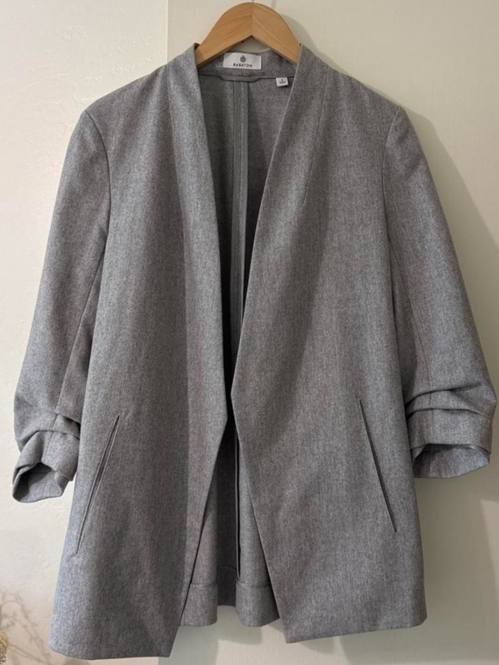 Babaton Light Grey Open-Front Relaxed Blazer Jacket 8